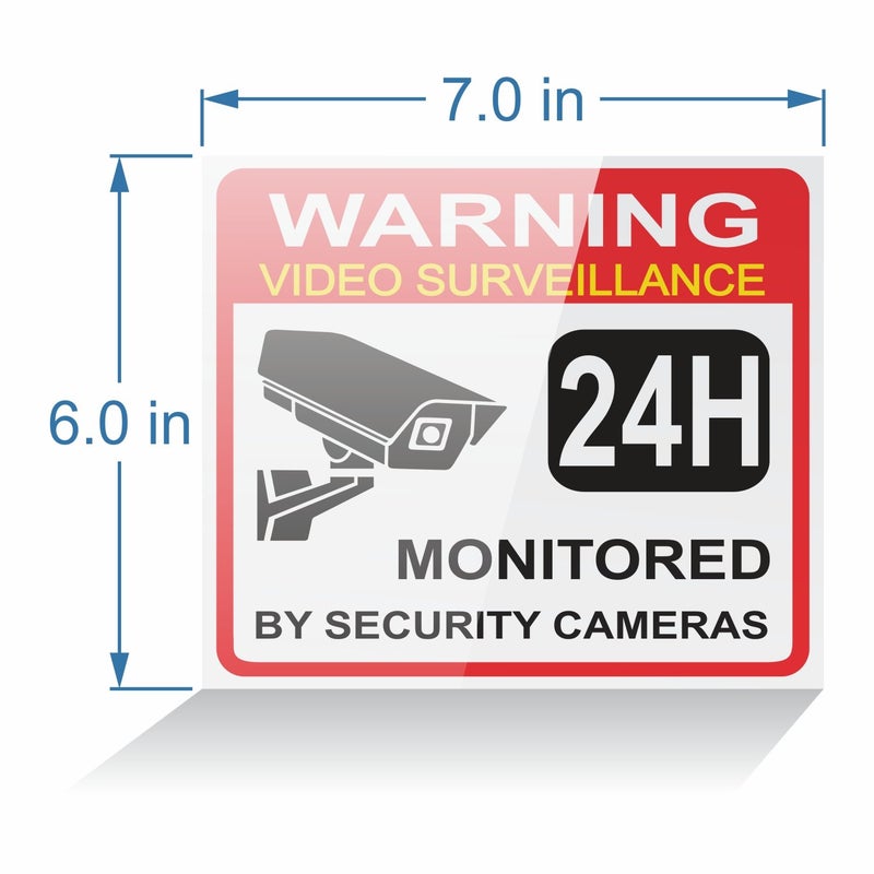 iSYFIX Video Surveillance Warning Sign Sticker - 4 Pack 7x6 inch â€“ Premium Self-Adhesive Vinyl, Laminated for Ultimate UV Protection, Weather, Scratch, Water & Fade Resistance, Indoor & Outdoor - Image 3